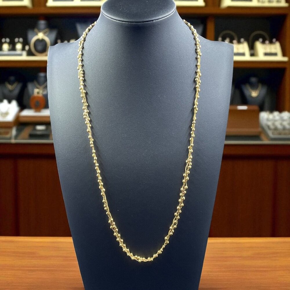 Act II Vintage Gold Tone Beaded Rope Chain Necklace‎ Statement Retro Jewelry 24"